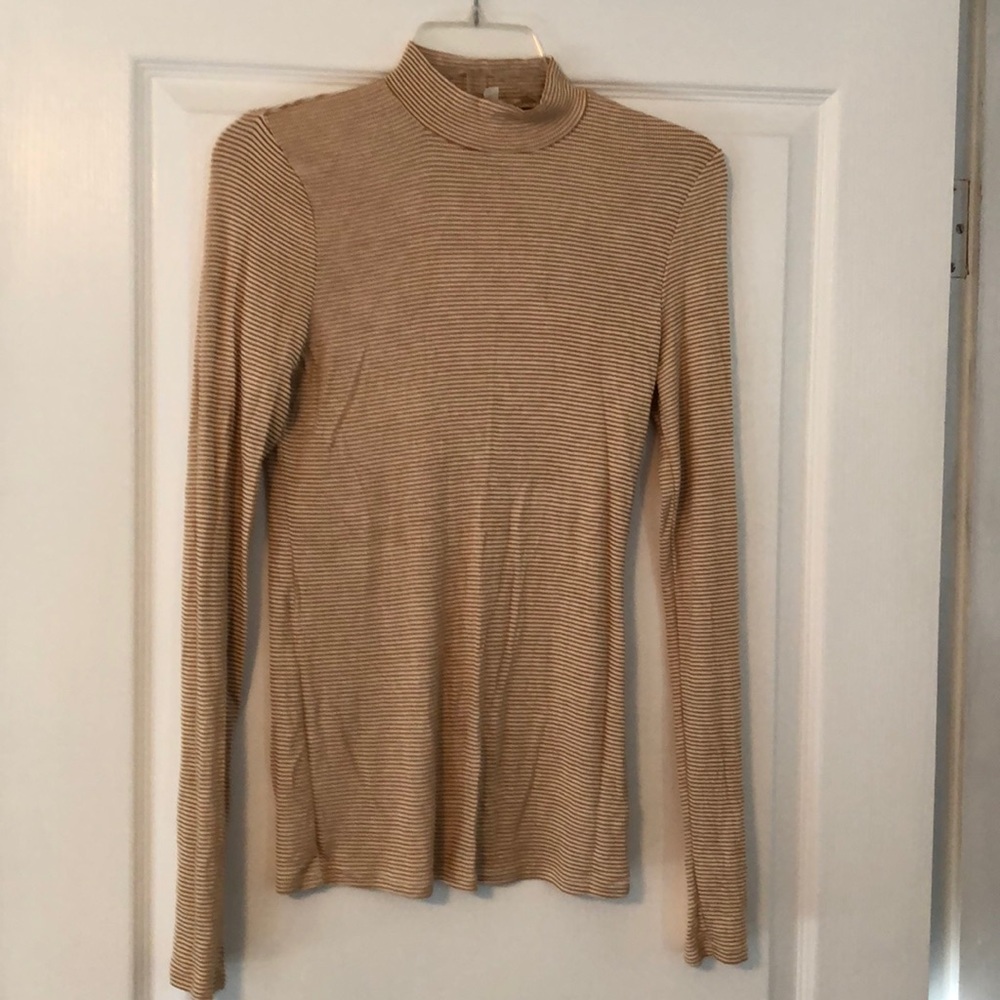 Striped Anthropologie mock turtleneck